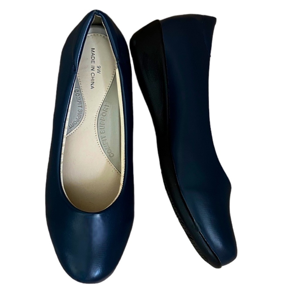 Women's Comfort Support Low Heel Wedge Shoes Round Toe Slip-on Loafer Flats sz 9